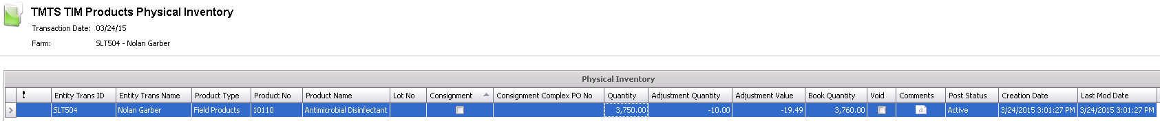 Physical Inventory